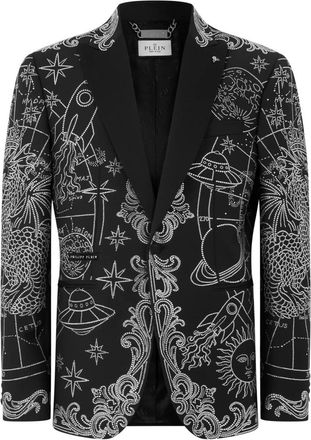 Philipp Plein Blazer Stones Zodiac - Heren - Blazers - Zwart - 7XL - Wol - Jassen