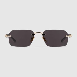 Gucci Rectangular-frame Sunglasses, Gold