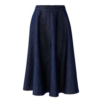 Oui A-Shape Midi Rok - Dames - Rokken - Blauw - Maat: L Denim