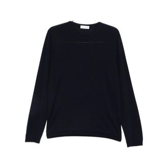Roberto Collina Round-neck Knitwear, male, Blue, Size: 3XL Crew Neck Sweater