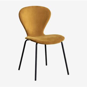 Sklum Sklum - Pack de 2 Sillas de Comedor Apilables en Terciopelo Uit Mostaza