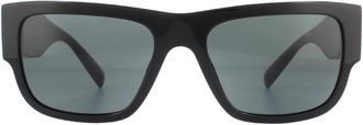 Versace Rectangle Black Dark Grey Sunglasses
