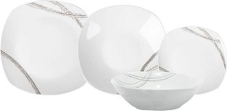 Trade Shop Trade Shop - Servicios De Set En Porcellana 19pz Forma Quadrata Con Motivo Astratto Lines Grigie