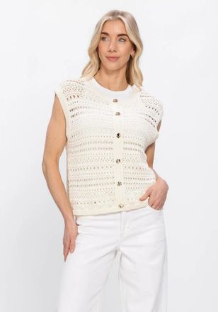 Notre-V Nv-Hettina Cardigan - Dames - Vesten - Beige - XL - Linnen - Truien & Vesten