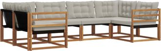 vidaXL Conjunto De Sof&aacute;s De Exterior 6 Uds. Natural Y Gris Claro Vidaxl