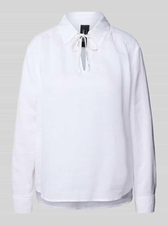 Marc Cain Regular Fit Bluse aus Ramie mit Umlegekragen in Weiss, Gr&ouml;&szlig;e 42