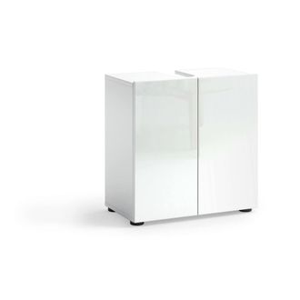 Dmora Mueble Bajo Lavabo Vione, Puerta Abatible, Made In Italy, 34x60x62h Cm Blanco Brillante