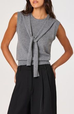 ASTR the Label Scarf Tie Sleeveless Sweater in Heather Grey at Nordstrom Rack, Size X-Small