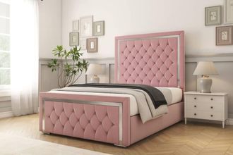 Comfort Beds Sofia Chrome Plush Bed Frame With Mattress-50 Upholstered in Pink | Size: Single