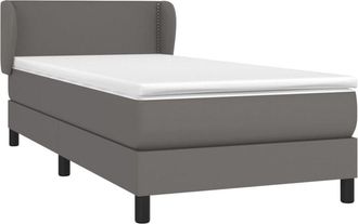 vidaXL Vidaxl - Cama Box Spring Con Colch&oacute;n Cuero Sint&eacute;tico Gris 100x200 Cm