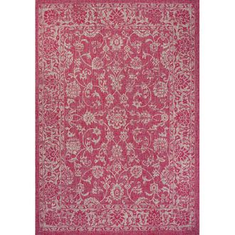 Jonathan Y Designs Tela Bohemian Textured Weave Floral Indoor/Outdoor Area Rug in Fuchsia/light Gray at Nordstrom, Size 4Ft 0In X 6Ft 0In