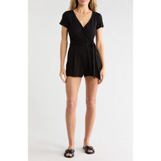 Matty M Faux Wrap Romper in Black at Nordstrom Rack, Size X-Small