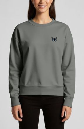 Dalix Butterfly Relaxed Fleece Crewneck Sweatshirt in Shadow at Nordstrom, Size X-Large