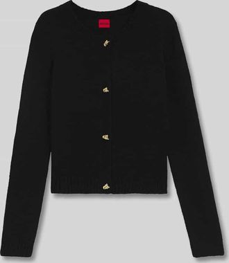 HUGO BOSS Regular Fit Strickjacke mit Alpaka-Mix Modell SIRA in Black, Größe XL