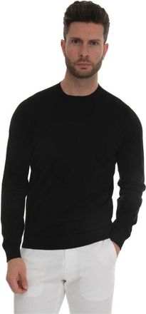 Hindustrie Ultra-licht Katoen Slim Fit Pullover - Heren - Ronde hals truien - Zwart - M - Katoen - Truien & Vesten