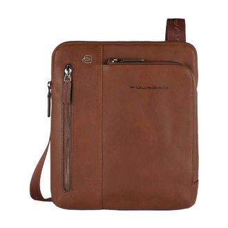 Piquadro Zwarte Vierkante Crossbody Tas - Heren - Tassen - Bruin - Maat: ONE Size Leer