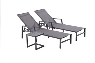 Concept Usine Juego de 2 tumbonas con mesa auxiliar gris oscuro