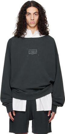 スウェット・トレーナー MAISON MARGIELA FADED BLACK SWEATSHIRT WITH PRINTED LOGO Maison Margiela Faded Sweatshirt With Printed Logo in Black