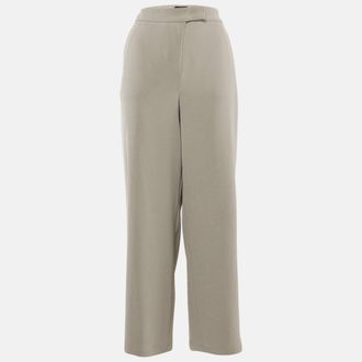 Emporio Armani Beige Crepe Adjustable Hem Trousers L