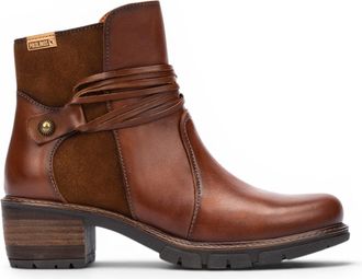 Pikolinos Pikolinos Womens Brown Leather Zipped Heel Ankle Boots - San Sebastia