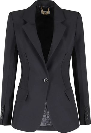 Elisabetta Franchi Blazer met knoopdetails - Dames - Blazers - Zwart - XS - Leer - Jassen