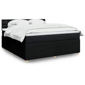 vidaXL Vidaxl - Cama Box Spring Con Colch&oacute;n Tela Negro 180x200 Cm