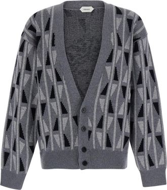 Versace Grey Knitted V Neck Cardigan
