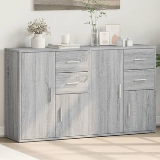 Berkfield Home Sideboards 2 pcs Grey Sonoma 60x31x70 cm Engineered Wood | Size: 60 x 31 x 70 cm
