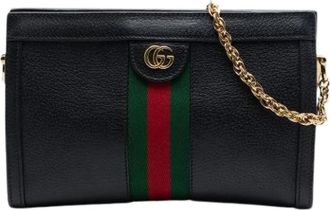 Gucci Pre-owned Ophidia Chain Crossbody - Dames - Vintage Clutch - Zwart - ONE Size - Leer - Vintage