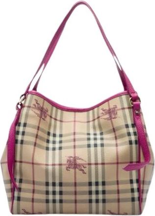 Burberry Pre-owned Canterbury Tote Bag - Dames - Vintage Shopper - Beige - ONE Size - Leer - Vintage