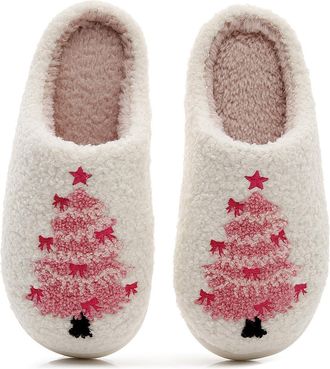 Generic Slippers for Women Fuzzy Memory Foam House Bedroom Soft Plush Warm Indoor Slippers Xmas Bedroom Indoor Xmas Bedroom Outdoor Soft Cute House Shoes (F 2