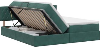 vidaXL Cama Con Almacenamiento Con Cabecera 2 Uds. Verde Oscuro Vidaxl