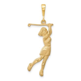 Diamond2Deal 14k Yellow Gold Female Golfer Pendant