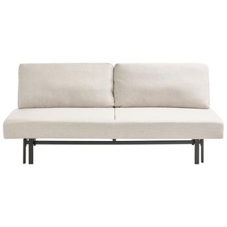 Beliani Sof&aacute; Cama Tapizado En Tela Sin Reposabrazos Cojines Del Respaldo Con Fundas Extra&iacute;bles Patas De Hierro Blanco Crema Roykka