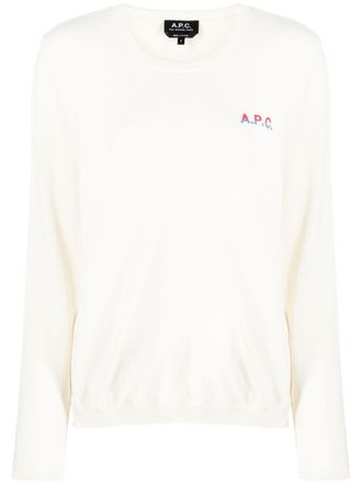 A.P.C. Trui met geborduurd logo - Beige