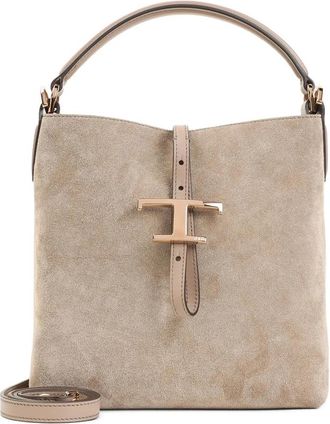 Tod's T Timeless Mini Bucket Bag - Dames - Handtassen - Beige - ONE Size - Leer - Tassen