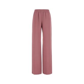 Valentino Garavani Wide Trousers, female, Pink, Size: XS Antiqued Silk Wide-Leg Pant