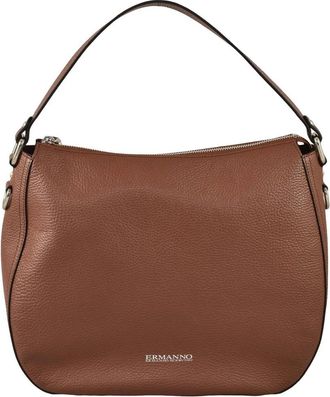 Ermanno Scervino Delizia Hobo Bag In Premium Brown Leather