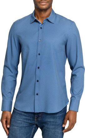 ConStruct Hexagon Geo Woven Long Sleeve Basic in Steel Blue at Nordstrom, Size Xx-Large
