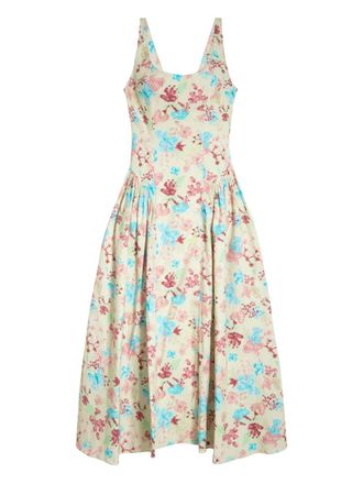 Isolda Palaceteb floral midi dress - women - Cotton/Elastane - 36 - Neutrals