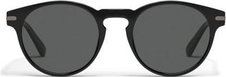 Quay 52mm Slow Mo Polarized Round Sunglasses in Black/Smoke Polarized at Nordstrom
