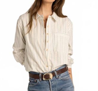 Thread & Supply Lexington Striped Button Down Top In Blue/cream