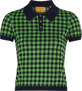Guest In Residence Gingham Silk-blend Polo Shirt - Green - S (UK8-10 / S)