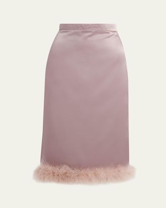 Valentino Garavani Feather-Trim Satin Skirt
