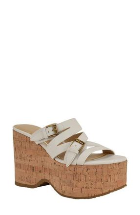 Guess Nailah Platform Wedge Sandal in White at Nordstrom, Size 5.5