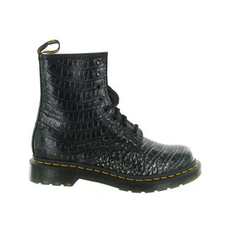 Dr. Martens Lace-up Boots, female, Black, Size: 6 US Gunmetal Wild Croc Boots