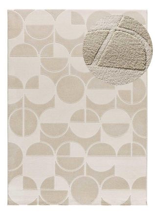 Atticgo Alfombra con relieve blanco/beige 133x190 cm