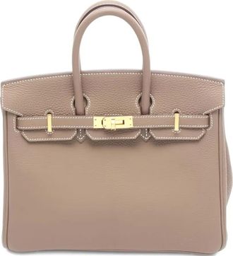Herm&egrave;s 2020 Birkin 25 leather handbag - women - Grained Calf Leather - One Size - Neutrals