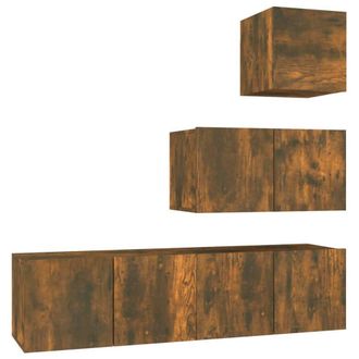 Berkfield Home 4 Piece TV Cabinet Set Smoked Oak Engineered Wood in Brown