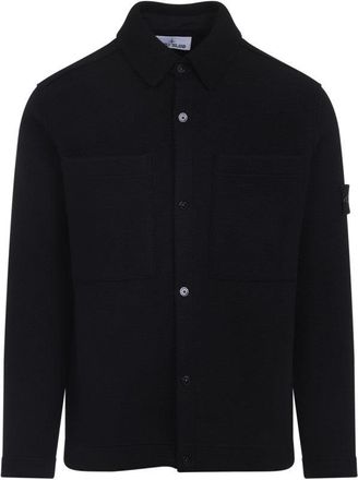 Stone Island Classic Collared Black Wool Sweater